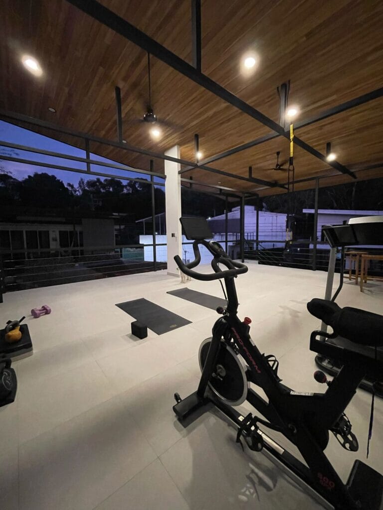 Fully equipped gym and training space at the Costa Rica Jiu Jitsu retreat
