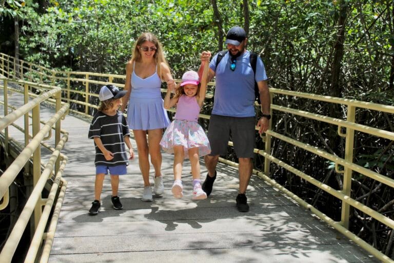 Family exploring a nature trail in Manuel Antonio National Park near Jaco Costa Rica