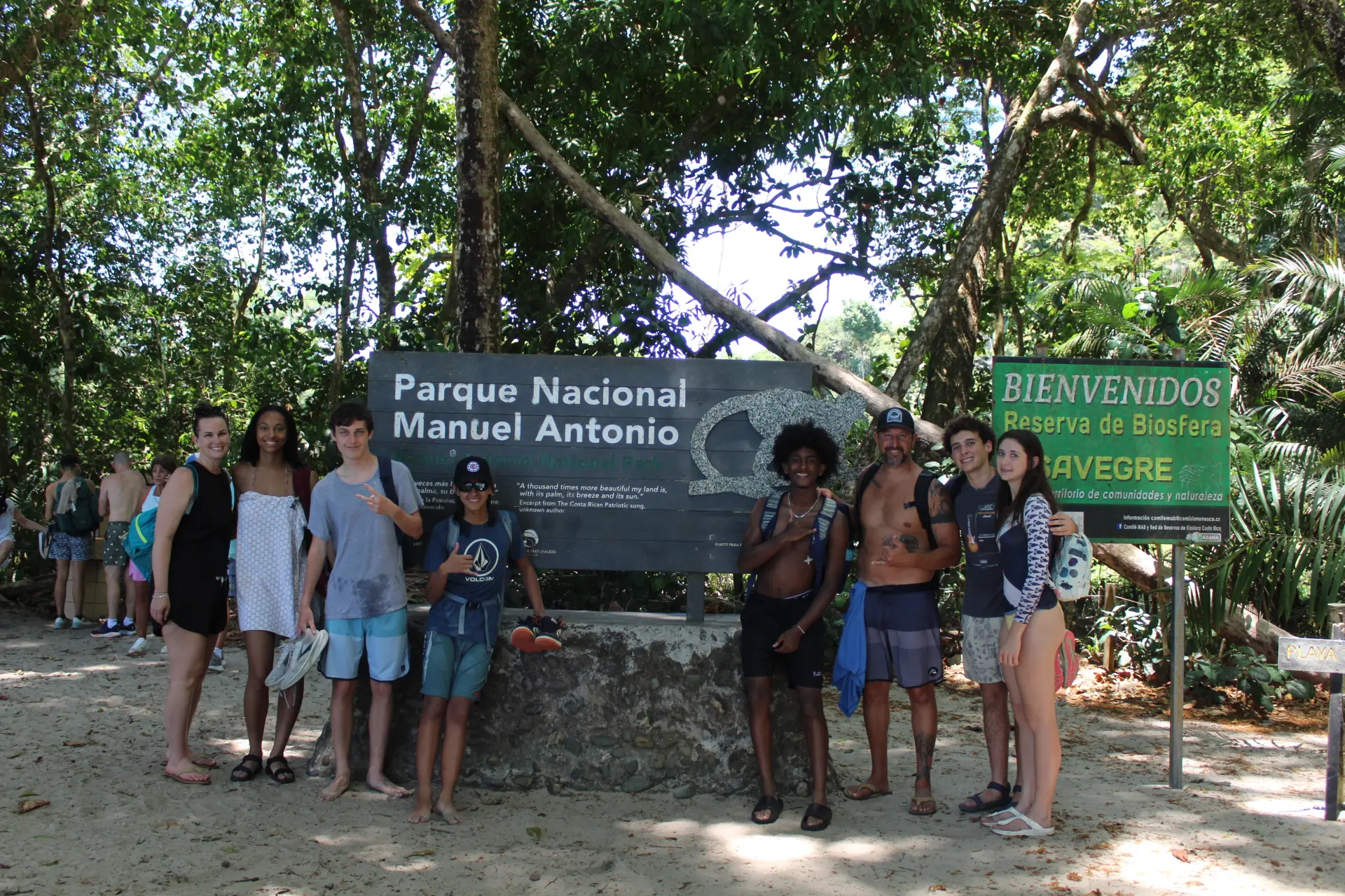 Friends visiting Manuel Antonio National Park as part of a group trip from Jaco Costa Rica