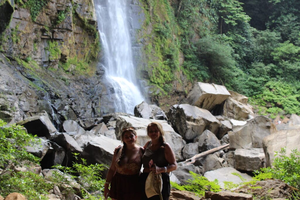 Tall waterfall drop at Nauyaca Waterfalls in Costa Rica