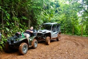 Visitors exploring Costa Rica on a guided adventure tour from Jaco without needing a rental car