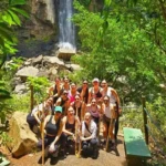 Group of torist visiting the Nauyaca Waterfall