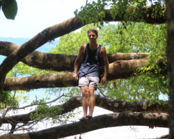 Traveler exploring the coastline of Manuel Antonio National Park