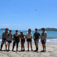 Group of travelers enjoying the beach near Manuel Antonio National Park