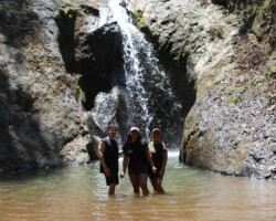 Group photo at a hidden waterfall near Jaco Costa Rica