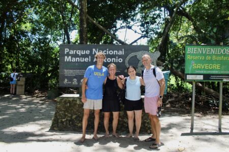 Family visiting Manuel Antonio National Park in Costa Rica